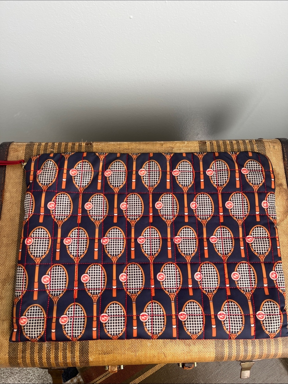Gucci Navy and Orange Tennis Racket Laptop Sleeve